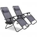 2 Pieces Folding Lounge Chair with Zero Gravity - Gallery View 15 of 55