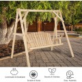 Outdoor Wooden Porch Bench Swing Chair with Rustic Curved Back - Gallery View 2 of 10