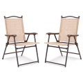 Set of 2 Patio Folding Sling Back Camping Deck Chairs - Gallery View 36 of 44