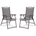 Set of 2 Patio Folding Sling Back Camping Deck Chairs - Gallery View 25 of 44
