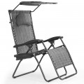 Folding Recliner Lounge Chair with Shade Canopy Cup Holder - Gallery View 22 of 46