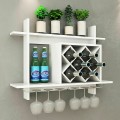 Household Wall Mount Wine Rack Organizer with Glass Holder Storage Shelf - Gallery View 1 of 9