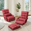 Folding Lazy Floor Chair Sofa with Armrests and Pillow - Gallery View 11 of 40