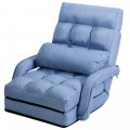 Folding Lazy Floor Chair Sofa with Armrests and Pillow - Gallery View 3 of 40