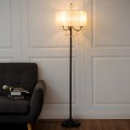 Elegant Sheer Shade Floor Lamp with Hanging Crystal LED Bulbs - Gallery View 2 of 9