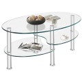 Tempered Glass Oval Side Coffee Table - Gallery View 20 of 22