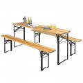 3 Pieces Folding Wooden Picnic Table Bench Set - Gallery View 8 of 11