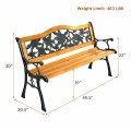 Outdoor Cast Iron Patio Bench Rose - Gallery View 4 of 12