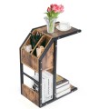 Industrial C-Shape Snack End Table with Storage Space - Gallery View 7 of 12