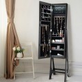 Home Wooden Standing Mirror Jewelry Cabinet  