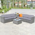 8 Piece Wicker Sofa Rattan Dining Set Patio Furniture with Storage Table - Gallery View 8 of 65