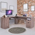 66 x 66 Inch L-Shaped Writing Study Workstation Computer Desk with Drawers - Gallery View 27 of 36