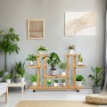 4-Tier Wood Casters Rolling Shelf Plant Stand - Gallery View 7 of 12