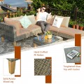 4PCS Patio Rattan Furniture Set Cushioned Loveseat - Gallery View 24 of 24