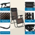 Folding Rattan Zero Gravity Lounge Chair with Removable Head Pillow - Gallery View 33 of 33