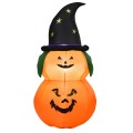 5 Feet Halloween Inflatable LED Pumpkin with Witch Hat - Gallery View 3 of 12