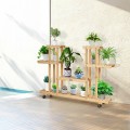 4-Tier Wood Casters Rolling Shelf Plant Stand - Gallery View 6 of 12