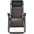 Folding Rattan Zero Gravity Lounge Chair with Removable Head Pillow - Gallery View 30 of 33