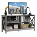 Wooden TV Stand Entertainment for TVs up to 55 Inch with X-Shaped Frame - Gallery View 8 of 36