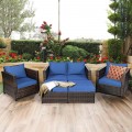 5 Pieces Patio Cushioned Rattan Furniture Set - Gallery View 34 of 71