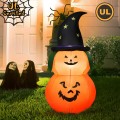 5 Feet Halloween Inflatable LED Pumpkin with Witch Hat - Gallery View 9 of 12