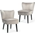 Set of 2 Upholstered Modern Leisure Club Chairs with Solid Wood Legs - Gallery View 16 of 36