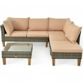 4PCS Patio Rattan Furniture Set Cushioned Loveseat - Gallery View 19 of 24