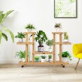 4-Tier Wood Casters Rolling Shelf Plant Stand - Gallery View 1 of 12