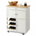Kitchen Cart with Rubber Wood Top 3 Tier Wine Racks 2 Cabinets - Gallery View 8 of 24