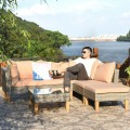 4PCS Patio Rattan Furniture Set Cushioned Loveseat - Gallery View 15 of 24