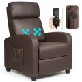 Recliner Massage Wingback Single Chair with Side Pocket - Gallery View 34 of 36