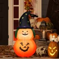 5 Feet Halloween Inflatable LED Pumpkin with Witch Hat - Gallery View 1 of 12