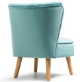 Modern Armless Velvet Accent Chair with Wood Legs - Gallery View 8 of 36