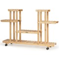 4-Tier Wood Casters Rolling Shelf Plant Stand - Gallery View 3 of 12