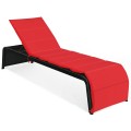 Adjustable Patio Rattan Lounge Chair with Cushions - Gallery View 14 of 35
