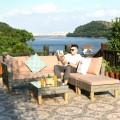 4PCS Patio Rattan Furniture Set Cushioned Loveseat - Gallery View 16 of 24