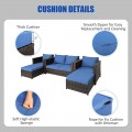 5 Pieces Patio Cushioned Rattan Furniture Set - Gallery View 35 of 71