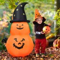 5 Feet Halloween Inflatable LED Pumpkin with Witch Hat - Gallery View 7 of 12