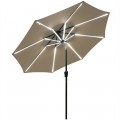 9 Feet Solar LED Market Umbrella with Aluminum Crank Tilt 16 Strip Lights - Gallery View 39 of 60