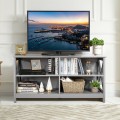 Wooden TV Stand Entertainment for TVs up to 55 Inch with X-Shaped Frame - Gallery View 1 of 36