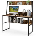 47 Inch Computer Desk with Open Storage Space and Bottom Bookshelf - Gallery View 27 of 36
