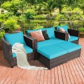 5 Pieces Patio Cushioned Rattan Furniture Set - Gallery View 14 of 71