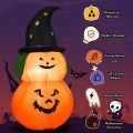 5 Feet Halloween Inflatable LED Pumpkin with Witch Hat - Gallery View 2 of 12