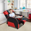 Kids Youth PU Leather Gaming Sofa Recliner with Headrest and Footrest - Gallery View 28 of 65