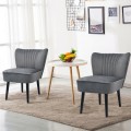 Set of 2 Upholstered Modern Leisure Club Chairs with Solid Wood Legs - Gallery View 1 of 36