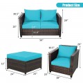 5 Pieces Patio Cushioned Rattan Furniture Set - Gallery View 13 of 71