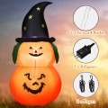 5 Feet Halloween Inflatable LED Pumpkin with Witch Hat - Gallery View 10 of 12
