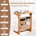 Bamboo Sofa Table End Table Bedside Table with Storage Bag - Gallery View 5 of 10