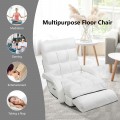 Folding Lazy Floor Chair Sofa with Armrests and Pillow - Gallery View 32 of 40
