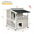 2-Story Wooden Patio Luxurious Cat Shelter House Condo with Large Balcony